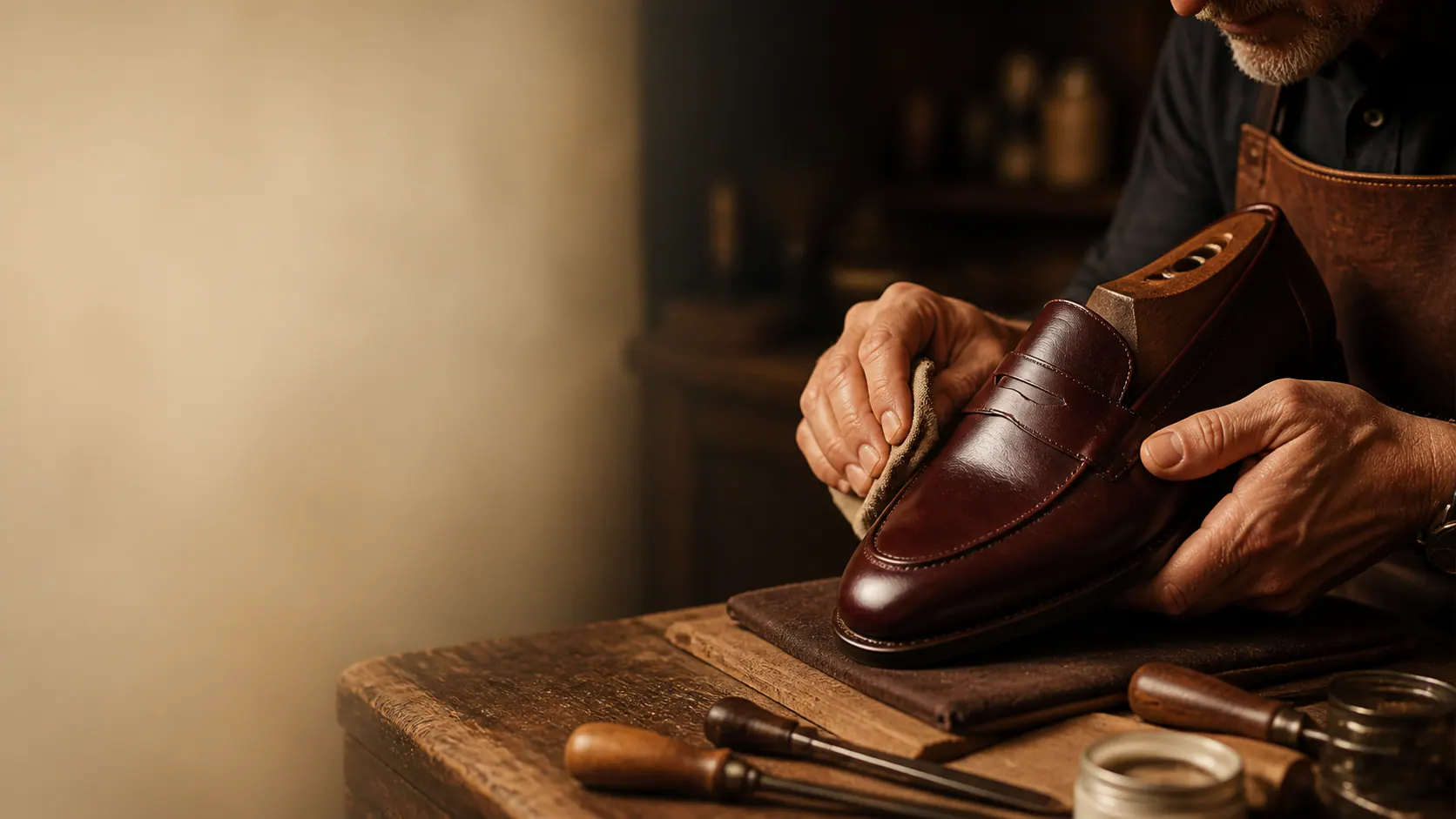 Detail of fine leather footwear craftsmanship